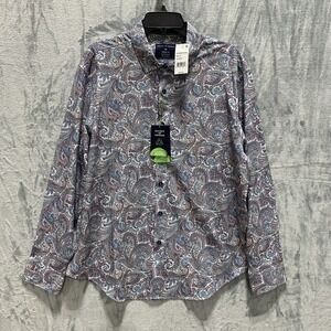 Society of Threads Men's Button Up Shirt Performance Long Sleeve Paisley XL